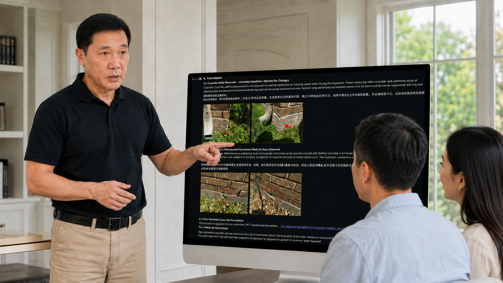 Inspection report review and explanation with clients.