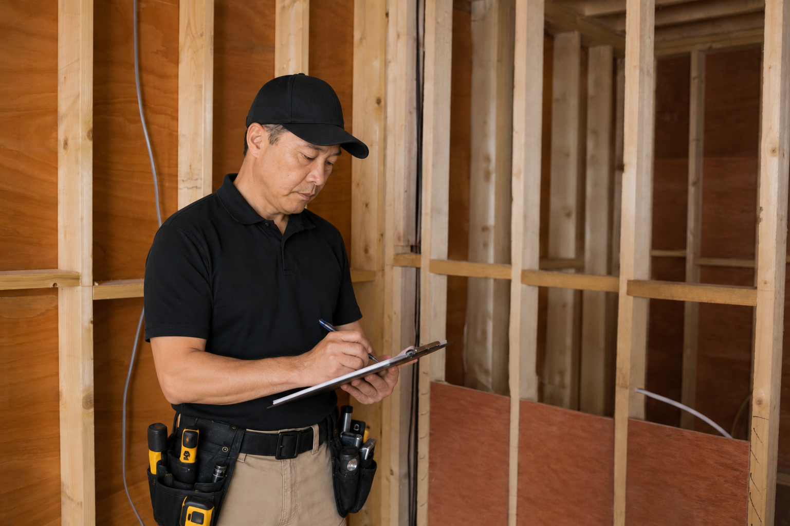 Pre-drywall inspection of open framing and rough systems.